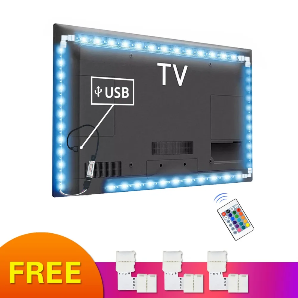 DIY Светодиодная подсветка под шкаф 5В USB RGB лампа 5050SMD шкаф для спальни шкаф декоративный светильник гибкий Пульт 1 м 2 м 3 м