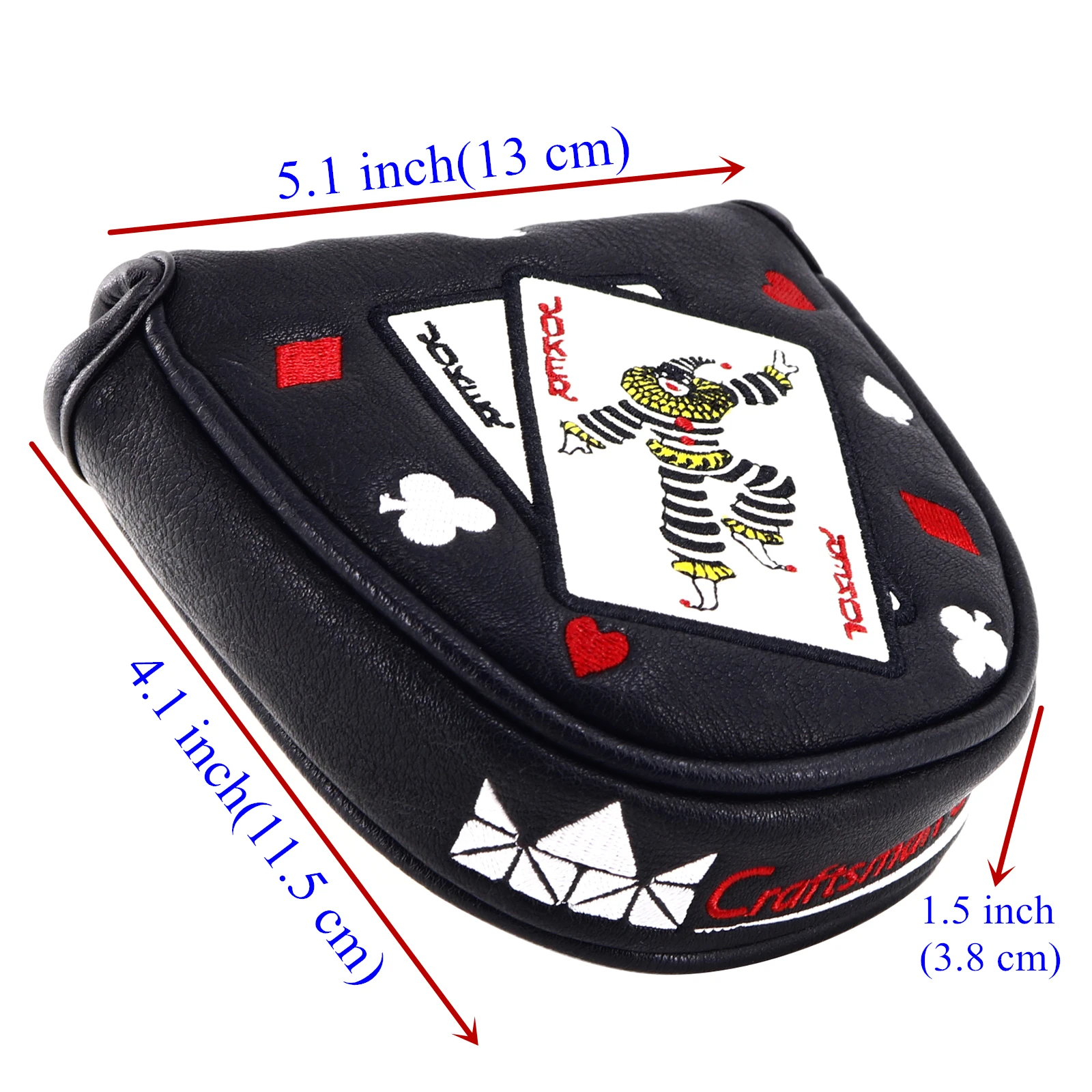 Craftsman Golf Mallet Headcover Putter Cover for Center-shaft Club Magnetic Closure Black White PU Leather Joker Embroidery