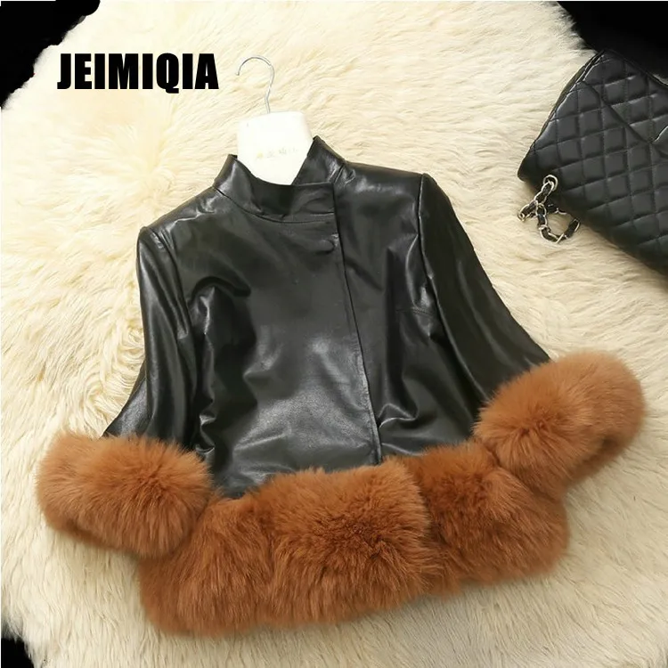 S-3XL размера плюс зимняя новая модная брендовая куртка из искусственного меха лисы женская зимняя короткая куртка зимнее пальто из искусственного меха w1740 - Цвет: black