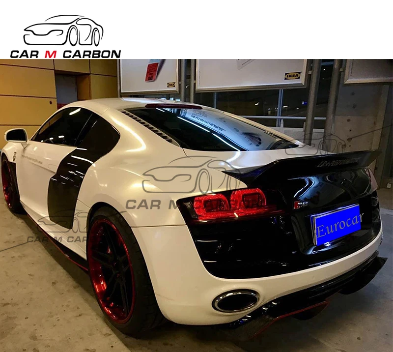 R8 Углеродные Спойлеры для R8 подтяжки лица в фунт СТИЛЬ передняя губа сбоку юбки углеродного волокна задний диффузор 2008~ год