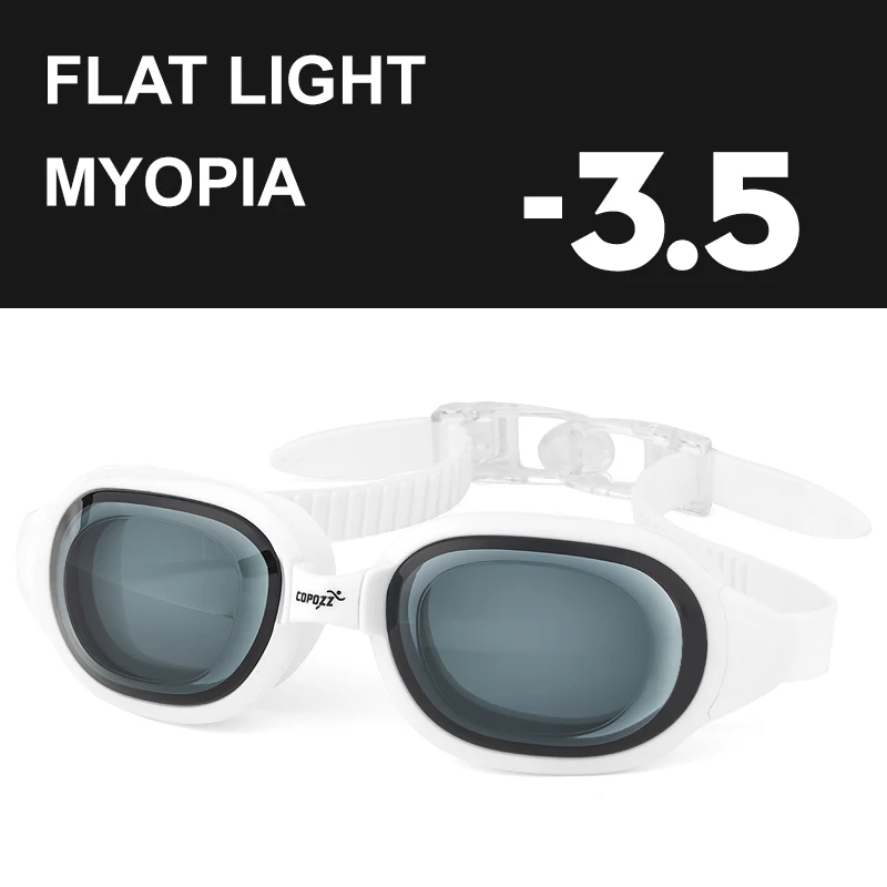 Myopia White -3.5 COPOZZ очки для плавания, очки для близорукости от 0 до 1,5 до-7, для мужчин и женщин, анти-туман, УФ-защита, водонепроницаемые очки для плавания, очки для плавания, диоптрий, очки для плавания - Цвет: Myopia White -3.5
