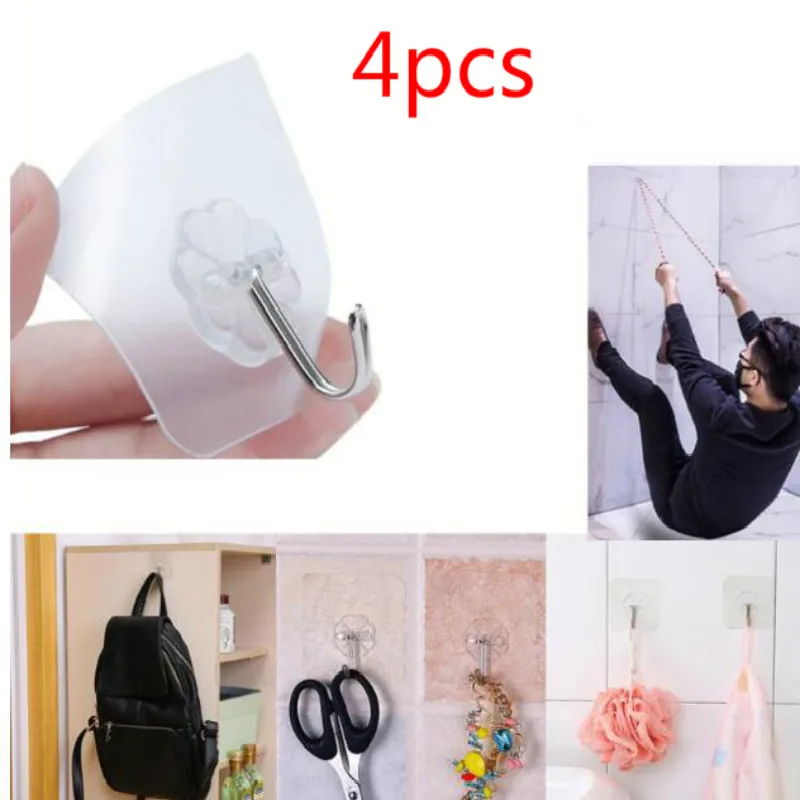 4 шт./компл. прозрачный сильная самоклеящаяся поверхность двери Вешалки стены