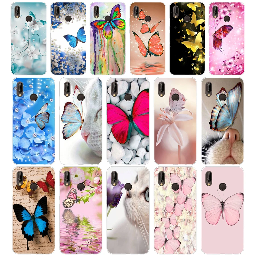 250H БАБОЧКА подставка на КОШАЧИЙ НОС Мягкий Силиконовый ТПУ чехол для huawei Nova 3 3i p