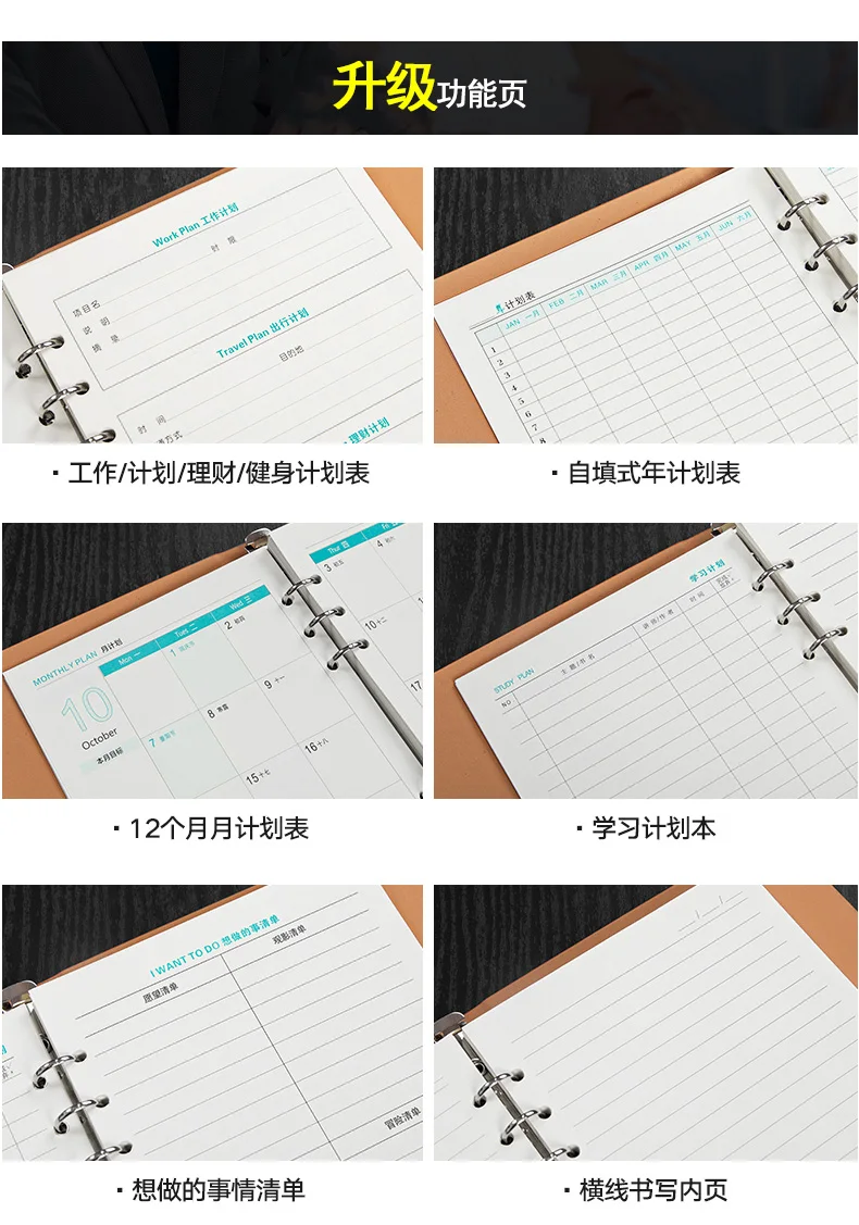 Notebook Notepad Loose-leaf Edition A5 B5 6 colors Pu chameleon Diary Business Notebook Cortex Planner Free shipping