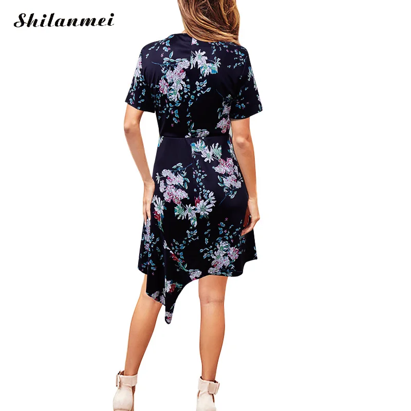 Модное богемное платье миди с цветочным принтом 2019 элегантные облегающие