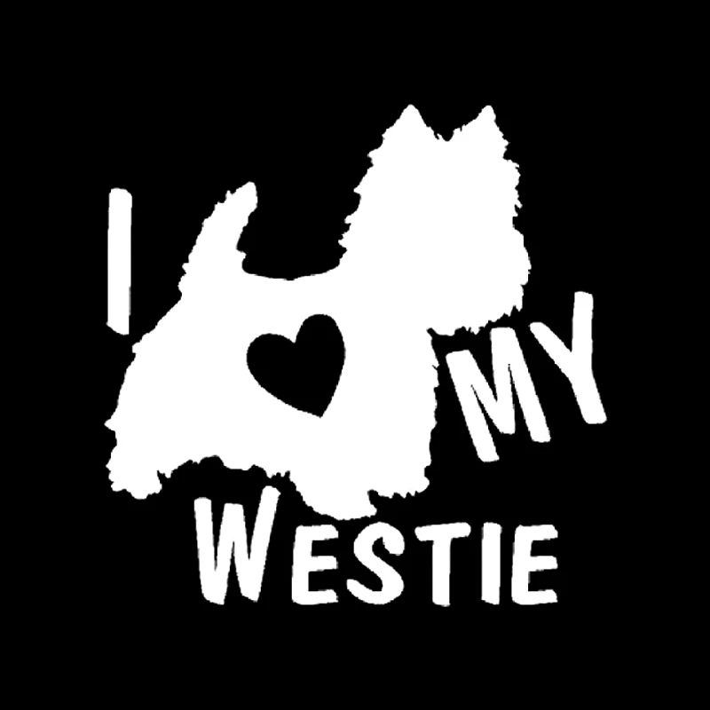 YJZT 14 см* 13,8 см I LOVE MY weestie Terrier собаки виниловые автомобильные наклейки черный/серебристый C10-00298