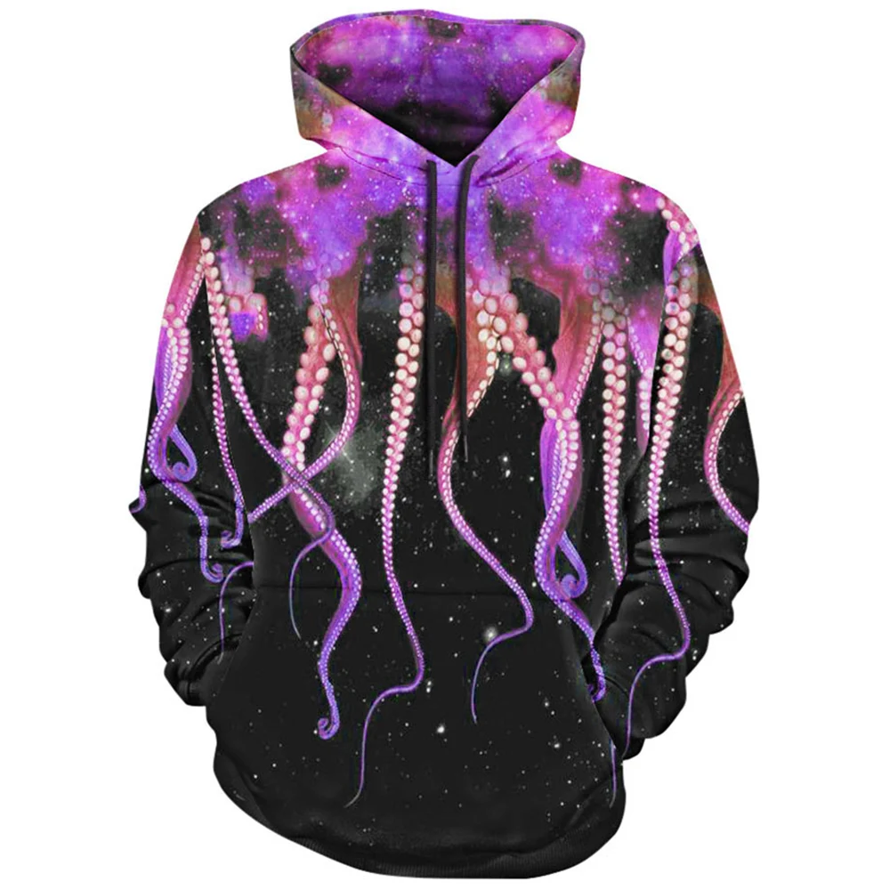 Толстовка с капюшоном 3d принтом Осьминог и карманом кенгуру|hoodies casual|fashion hoodiehoodie