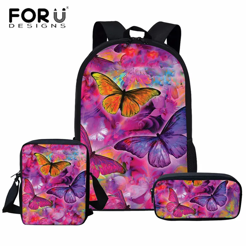 L5149CEK FORUDESIGNS/3 шт./компл. красивая бабочка школьные комплекты с сумкой школьная сумка для подростка Девушки Дети школьный детский рюкзак - Цвет: L5149CEK