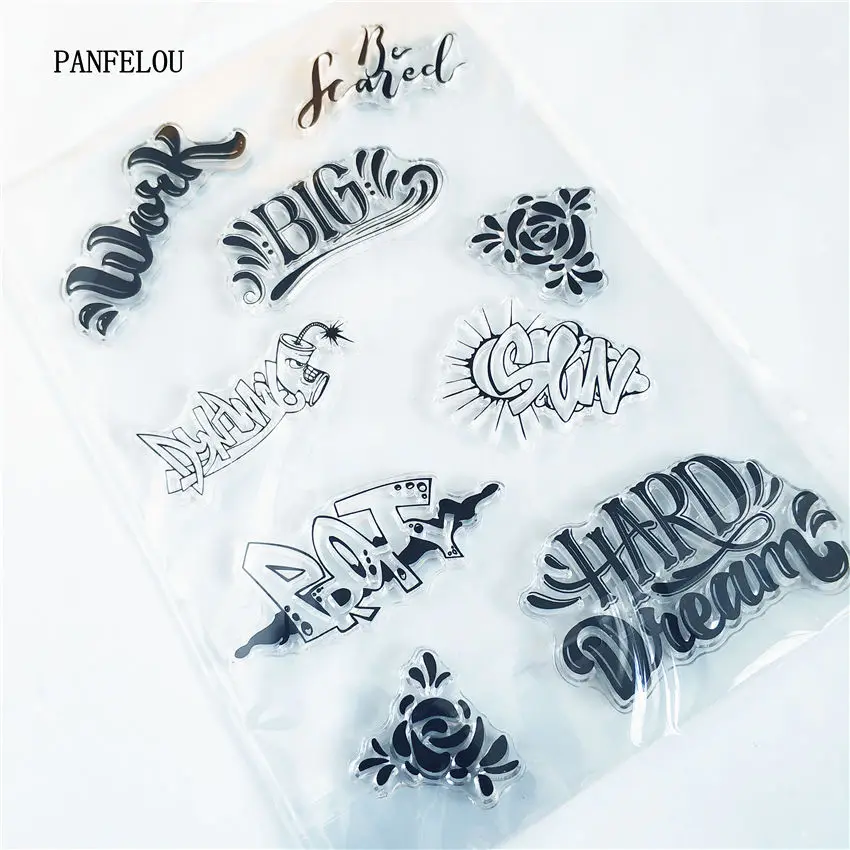 PANFELOU Art words Transparent Clear Silicone Stamp/Seal DIY scrapbooking/photo album Decorative clear stamp sheets | Канцтовары для