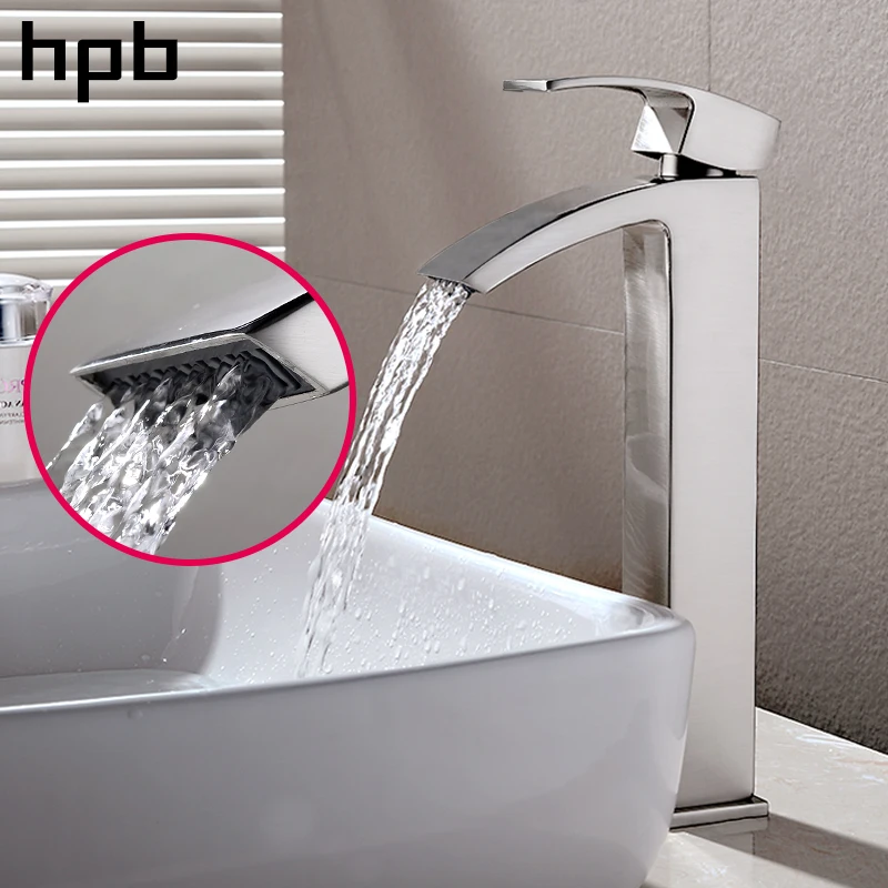 HPB водопад высокий смеситель для раковины ванной комнаты Смеситель кран с одной