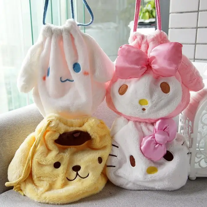 1 шт. милые my melody cinnamoroll плюшевые сумки с вышивкой и кулиской косметички детские