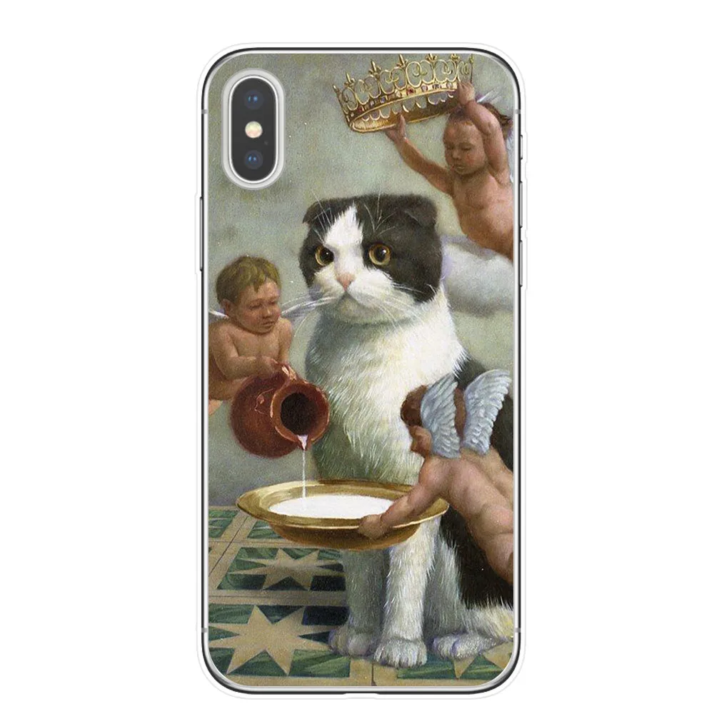 T4379 Забавный чехол для телефона KACKYFUL Leonardo da Vinci Mona Lisa Pat Cat с художественной эстетикой и рисунком для iPhone 8, 7, 6, 6S Plus, X, XS, MAX, 5S, SE, XR - Цвет: T4379