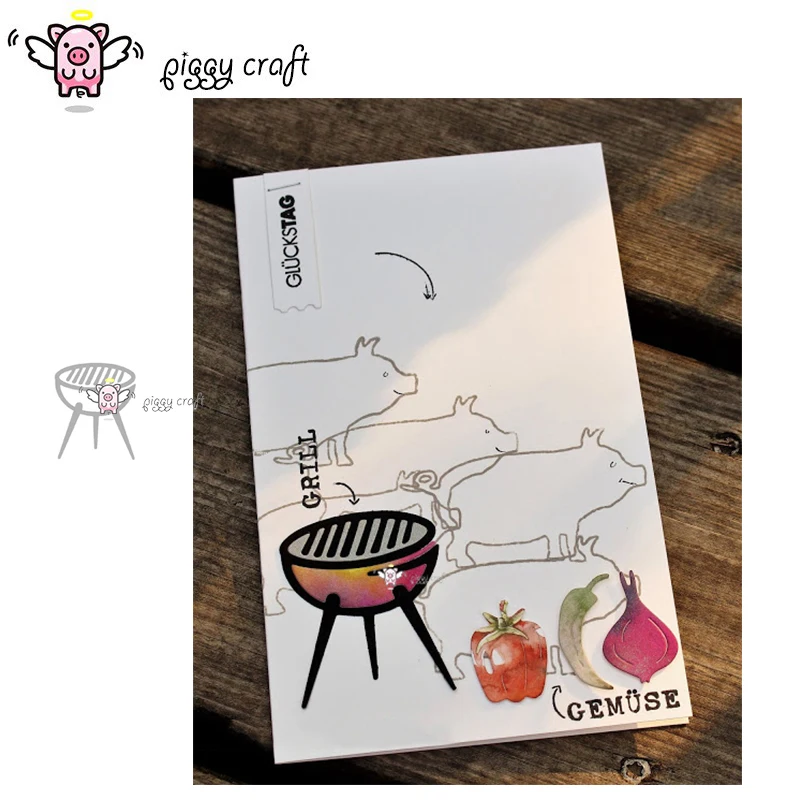 Piggy Craft metal cutting dies cut die mold Barbecue stove decoration Scrapbook paper craft knife blade punch stencils | Дом и сад