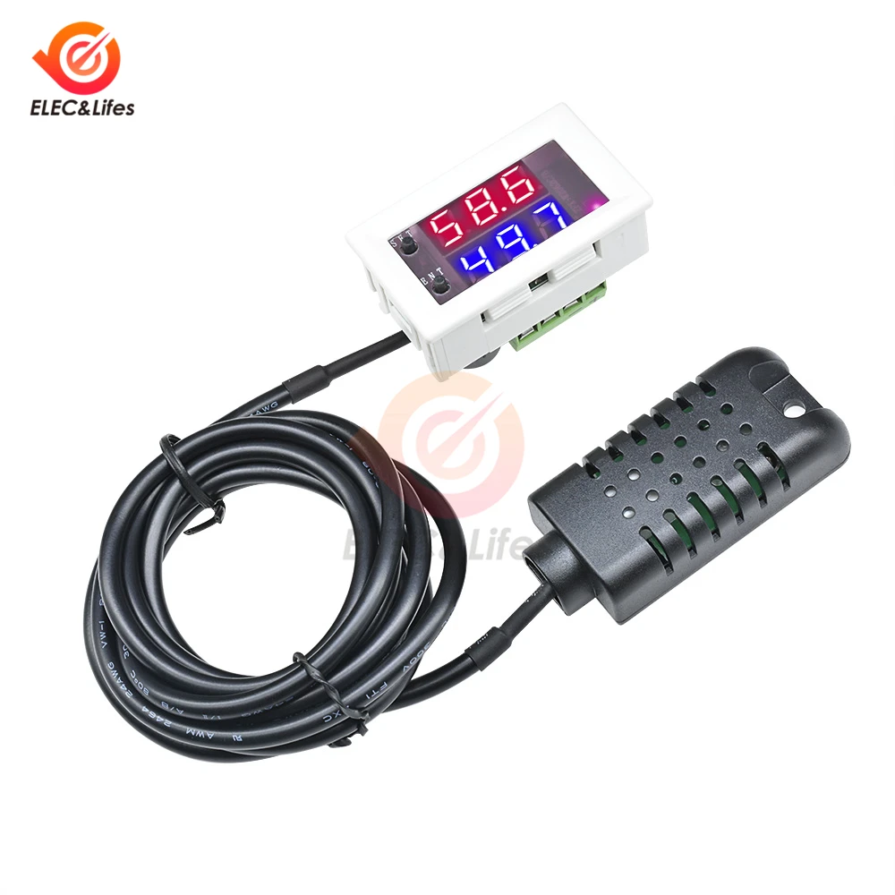 W2026C цифровой измеритель влажности DC 12V гигрометр регулятор влажности детектор 0~ 99% RH Регулируемый w/датчик влажности