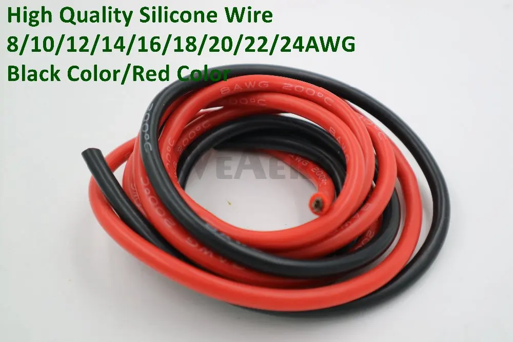 1m Red + 1m Black Silicone Wire 8AWG