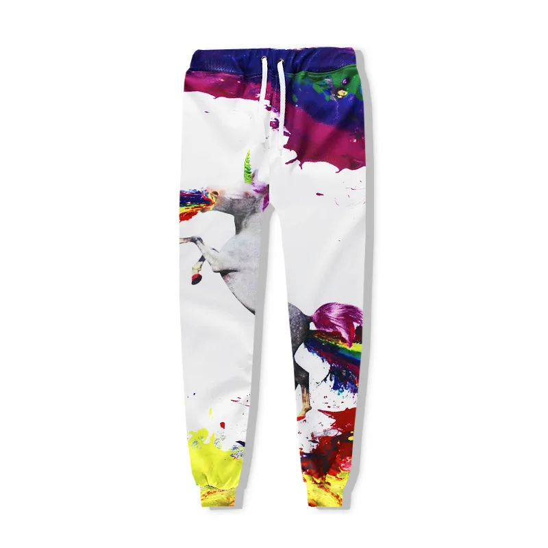 Pants Лидер продаж, комплект из 2 предметов для мужчин и женщин, повседневные спортивные костюмы, 3D принт, цветной Единорог, модные толстовки с капюшоном+ штаны, толстовка, спортивный костюм - Цвет: Pants