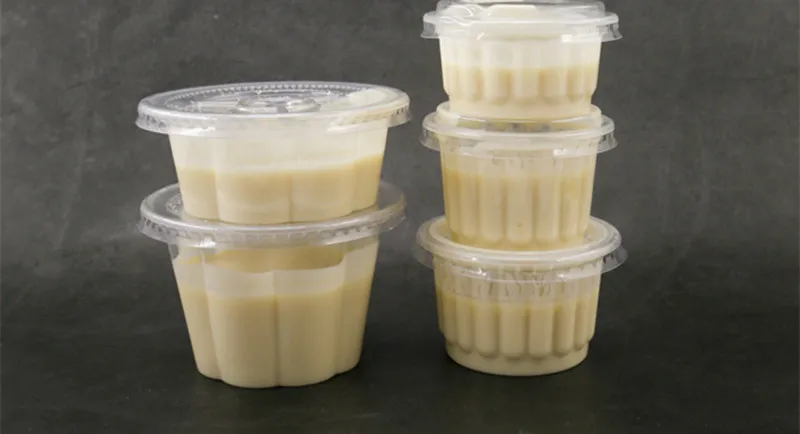 100pcs High quality creative plum blossom disposable pudding cup 120ml small ice cream jelly diy dessert plastic cups with lid