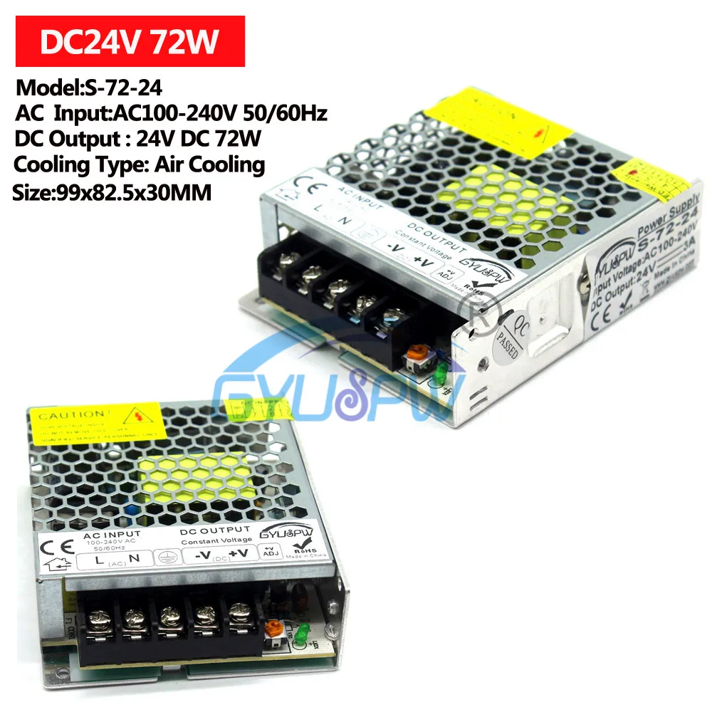 Светодиодный импульсный источник питания DC12V DC24V 15 Вт 24 Вт 36 Вт 48 Вт 60 Вт 72 Вт 100 Вт 120 Вт источник питания трансформатор переменного тока в постоянный ток 12 в 24 В SMPS