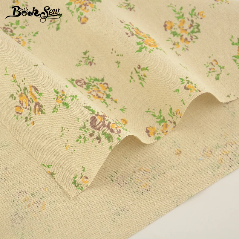 Booksew Home Textile Sewing Material Tissu For Tablecloth Pillow Bag Curtain Cushion CM Printed Rose Cotton Linen Fabric|cotton linen fabric|linen