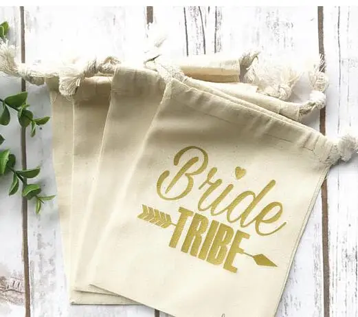 Золотая надпись Bride Tribe Свадебный комплект для выживания на похмелье муслиновые
