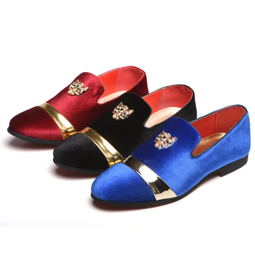 Новые модные золотые мужские бархатные туфли мокасины ручной работы на плоской