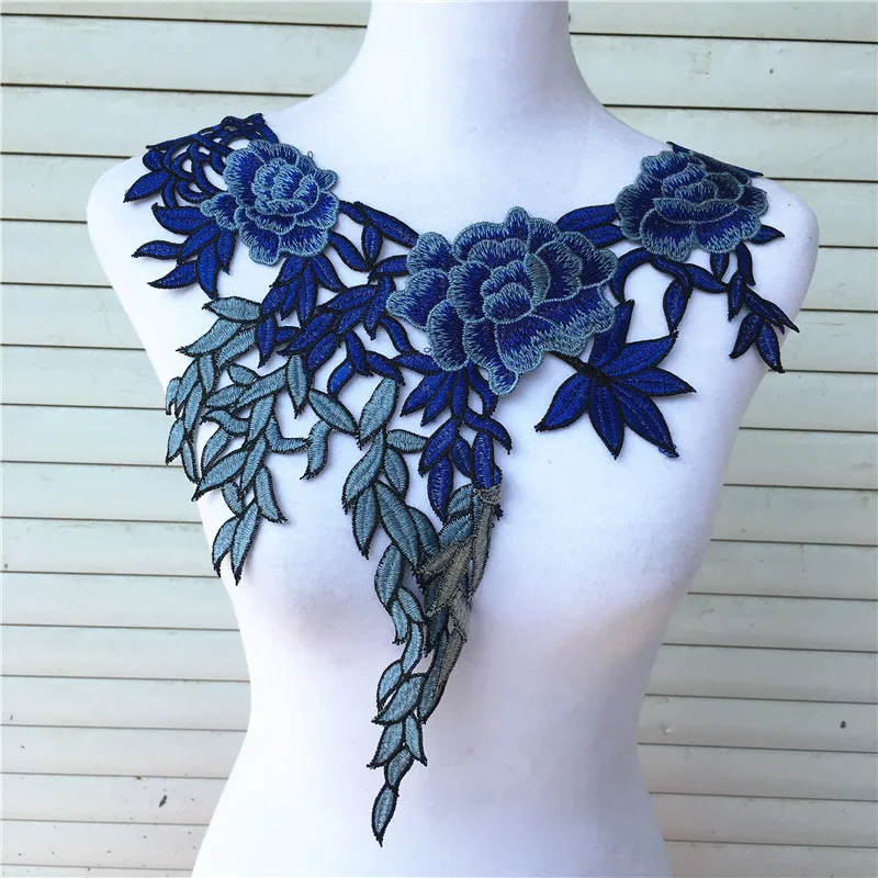 1 шт. синяя серия кружевной шейный воротник цветок и сердце Венецианская