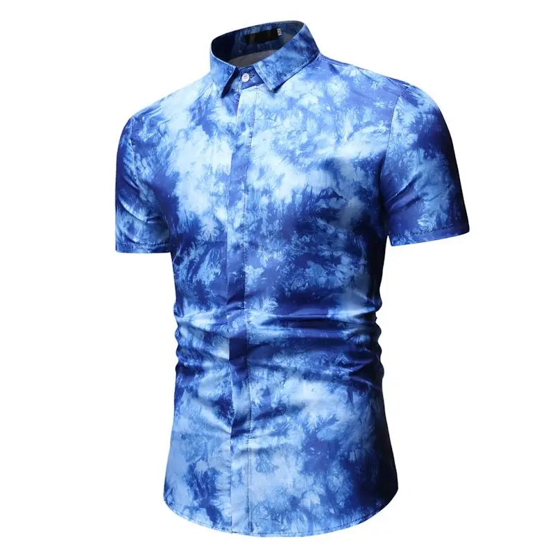 

2019 Men Shirts Summer New Ink Dyed Printing Beach Hawaiian Shirt Men Fashion Casual Short Sleeve Hawaii Shirt Chemise Homme 3XL