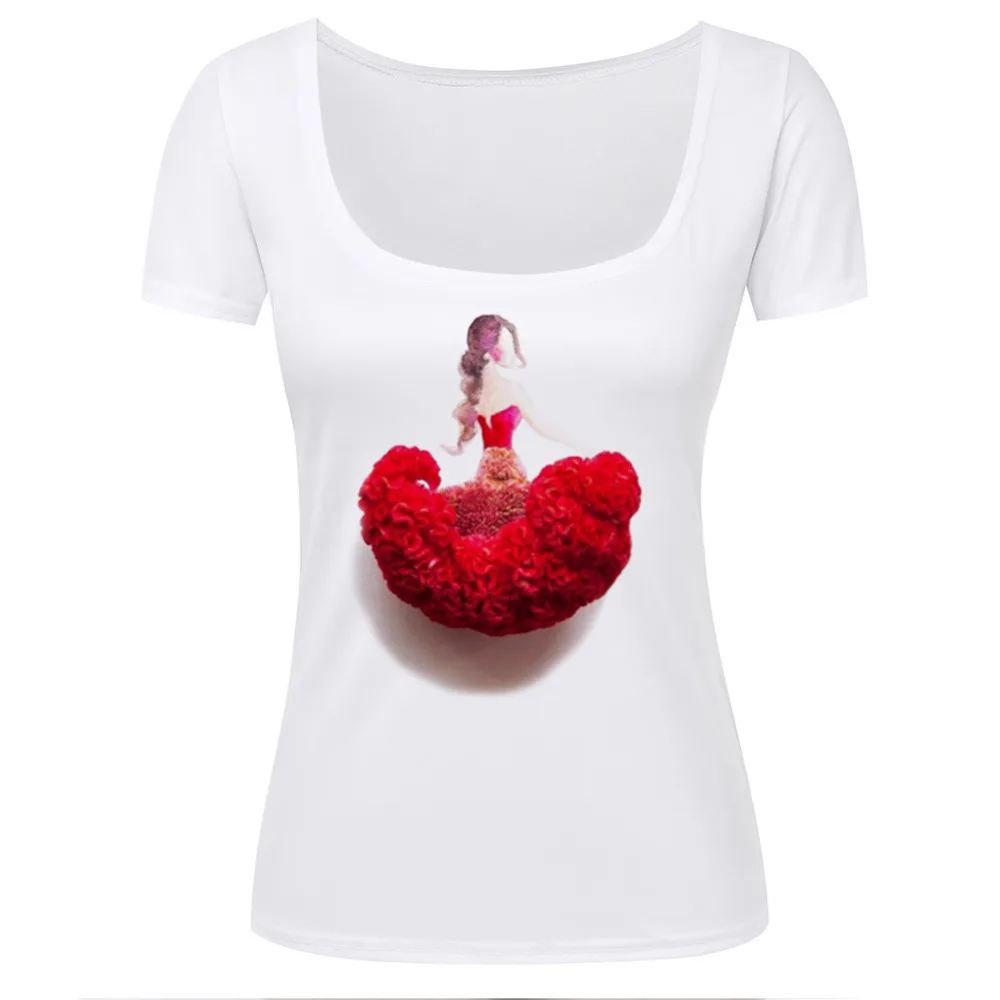 Милые дамы совок-образным вырезом новое поступление женщин футболки девушки