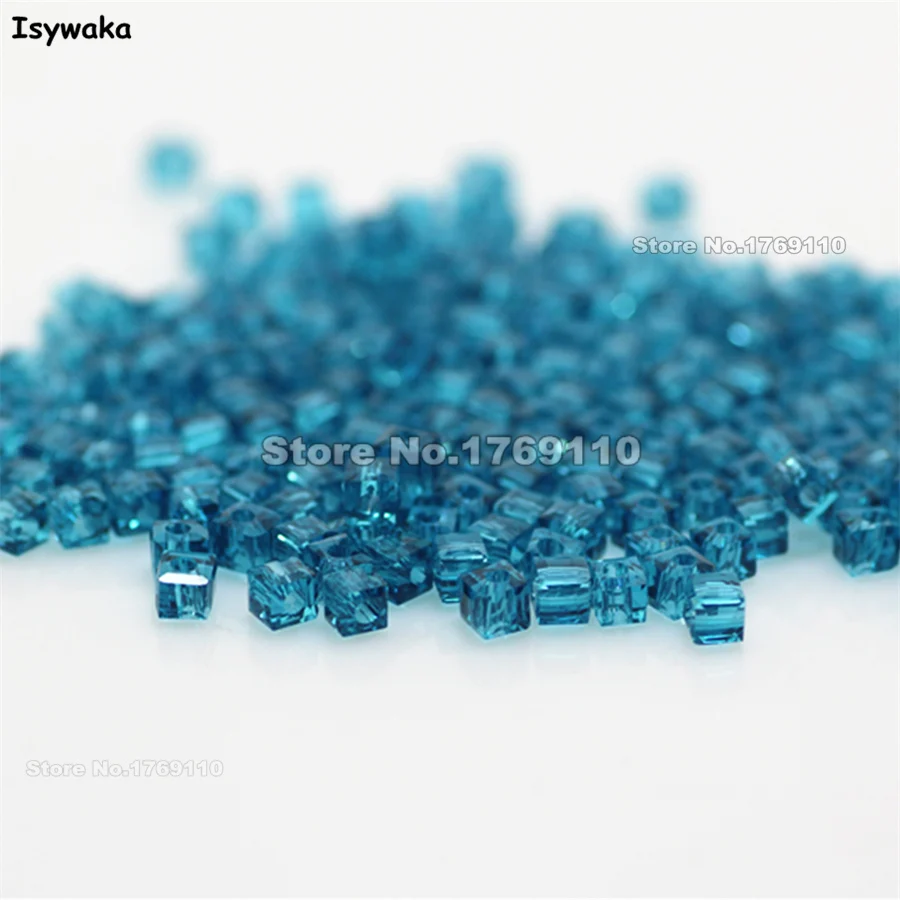 

Isywaka 1980pcs Cube 2mm Green Blue Color Square Austria Crystal Bead Glass Beads Loose Spacer Bead For DIY Jewelry Making