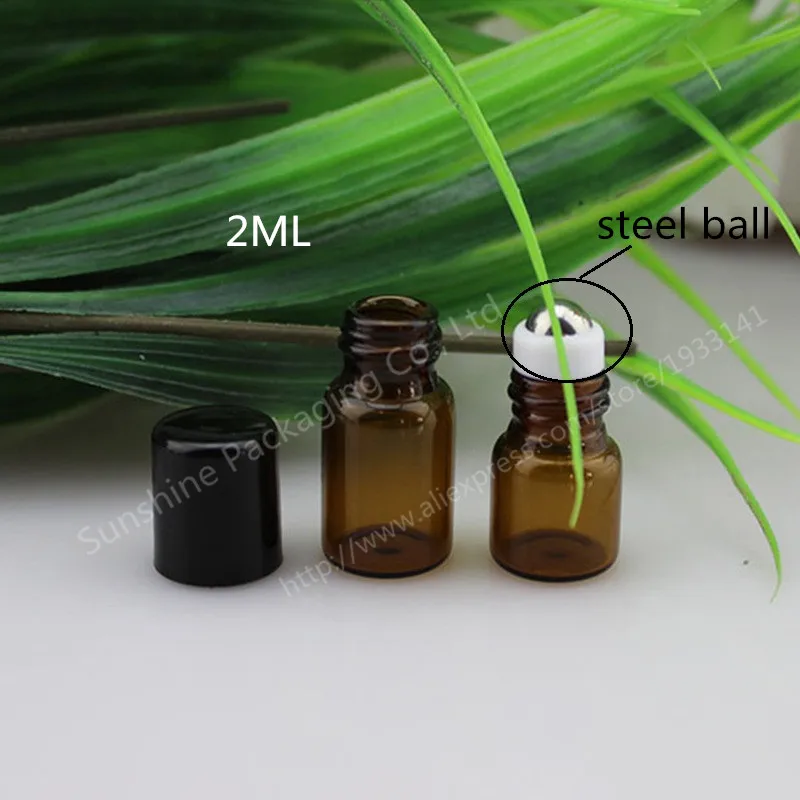500 шт 2 мл Янтарный рулон на роликовой бутылке для эфирных масел многоразовый