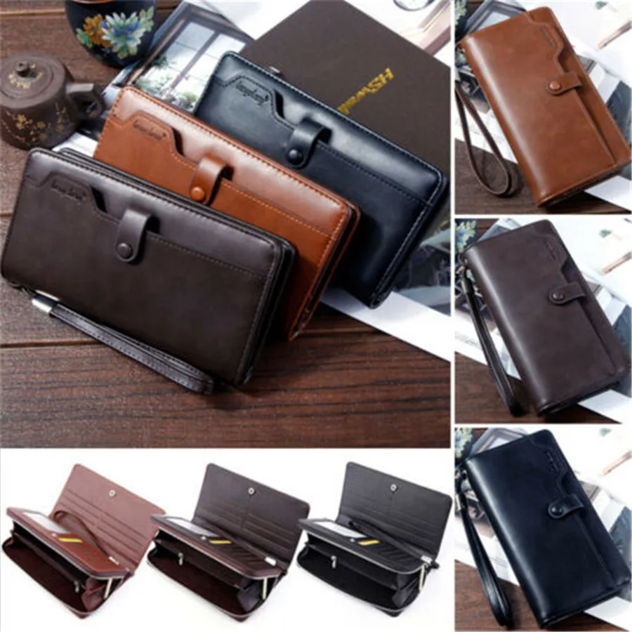 Новинка 2019 Модный женский и мужской черный кожаный клатч сумка для монет