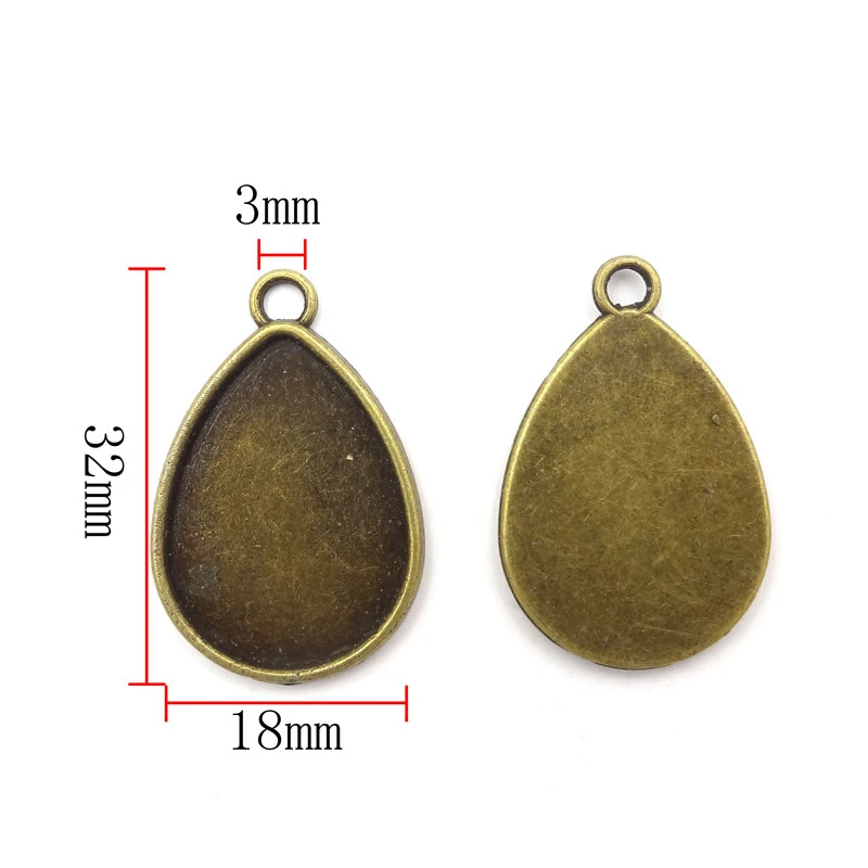 10 шт./18*25 мм бронзовая подвеска в виде капли воды стиле ретро ожерелье с кабошоном
