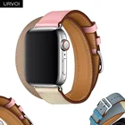 Ремешок URVOI из натуральной кожи для Apple Watch band series 7 6 SE 5 4 3, двойной туристический браслет для iwatch, сверхдлинный, 41 45 мм
