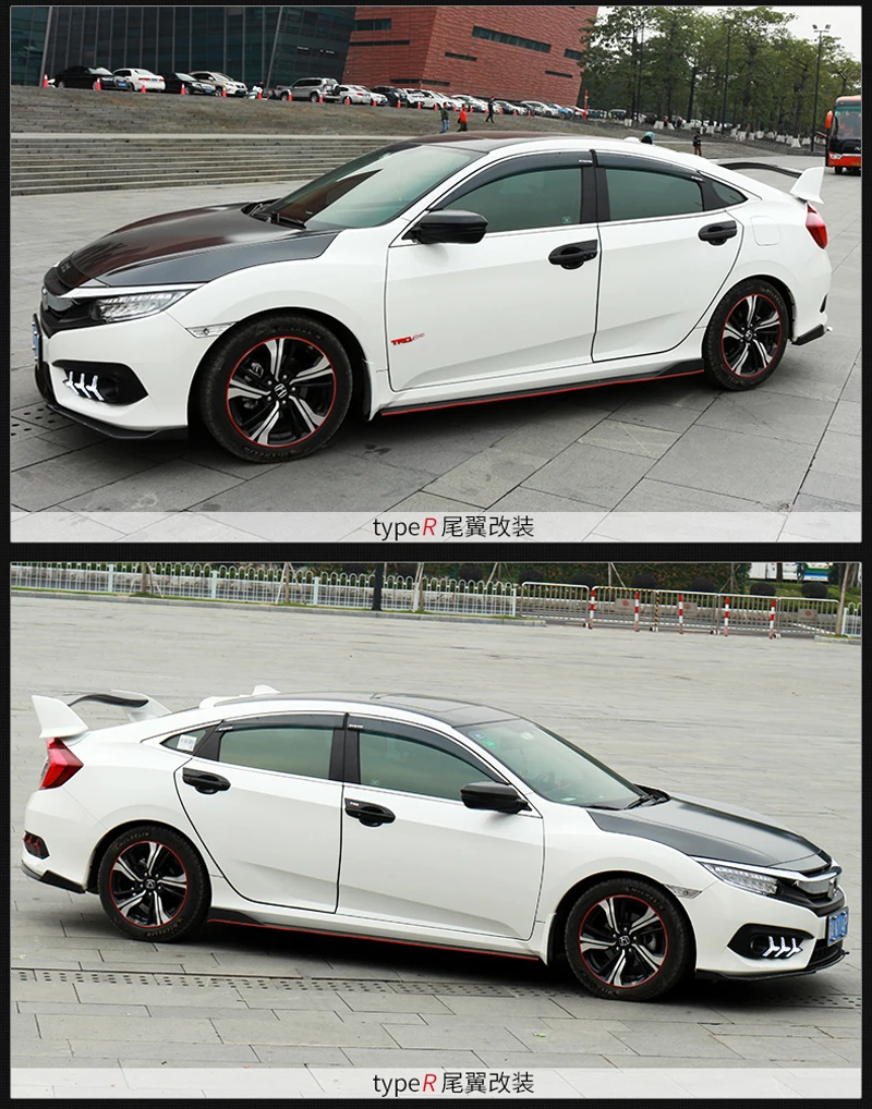Для Honda 2016Civic RALLYE красный задний спойлер на крышу ABS Материал заднее крыло праймер цвет задний спойлер для Honda Civic