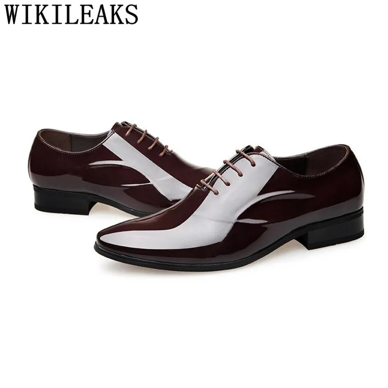 Туфли-оксфорды мужские из лакированной кожи роскошные брендовые Классические