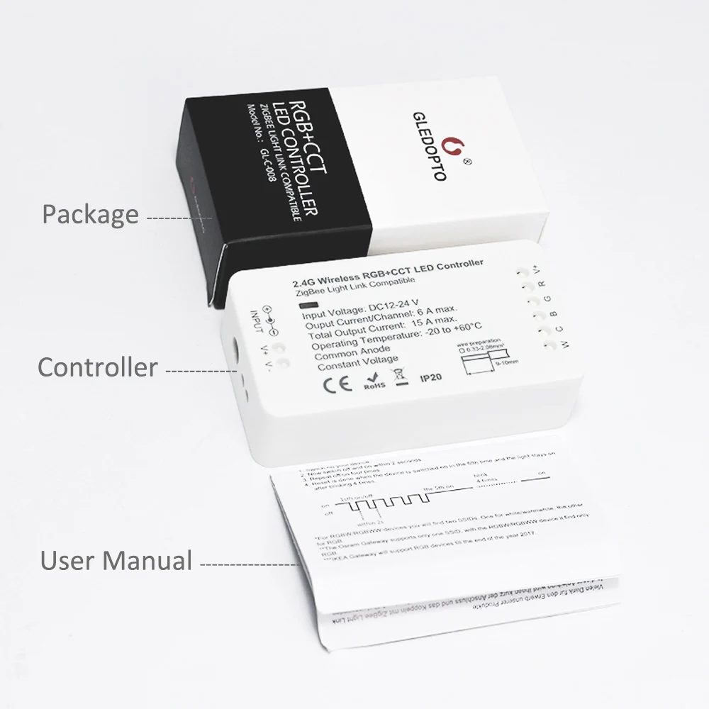 Светодиодный контроллер ZIGBEE RGB CCT Zigbee светодиодный DC12 24 В полос ZLL приложения RGBW
