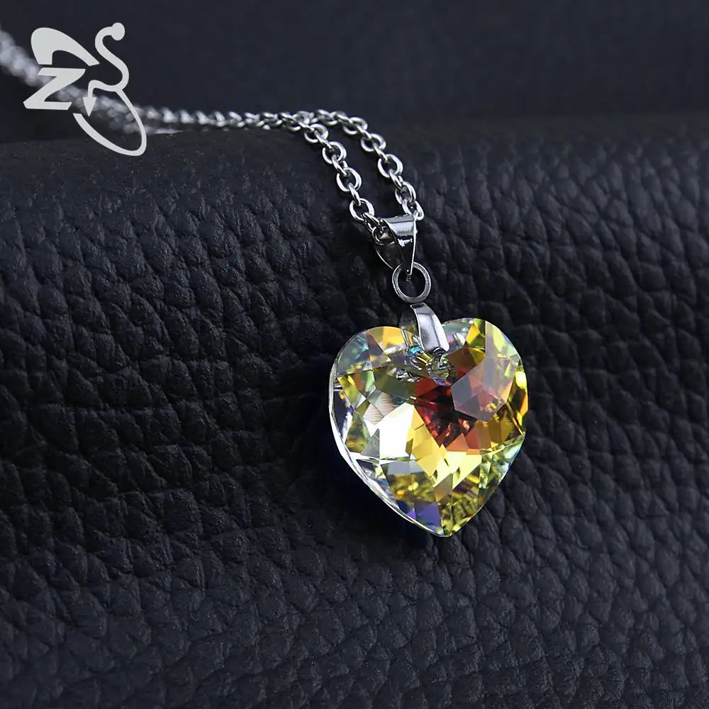 Австрия Кристалл Ожерелья для мужчин Jewelry Кулон сердце цепи Для женщин колье