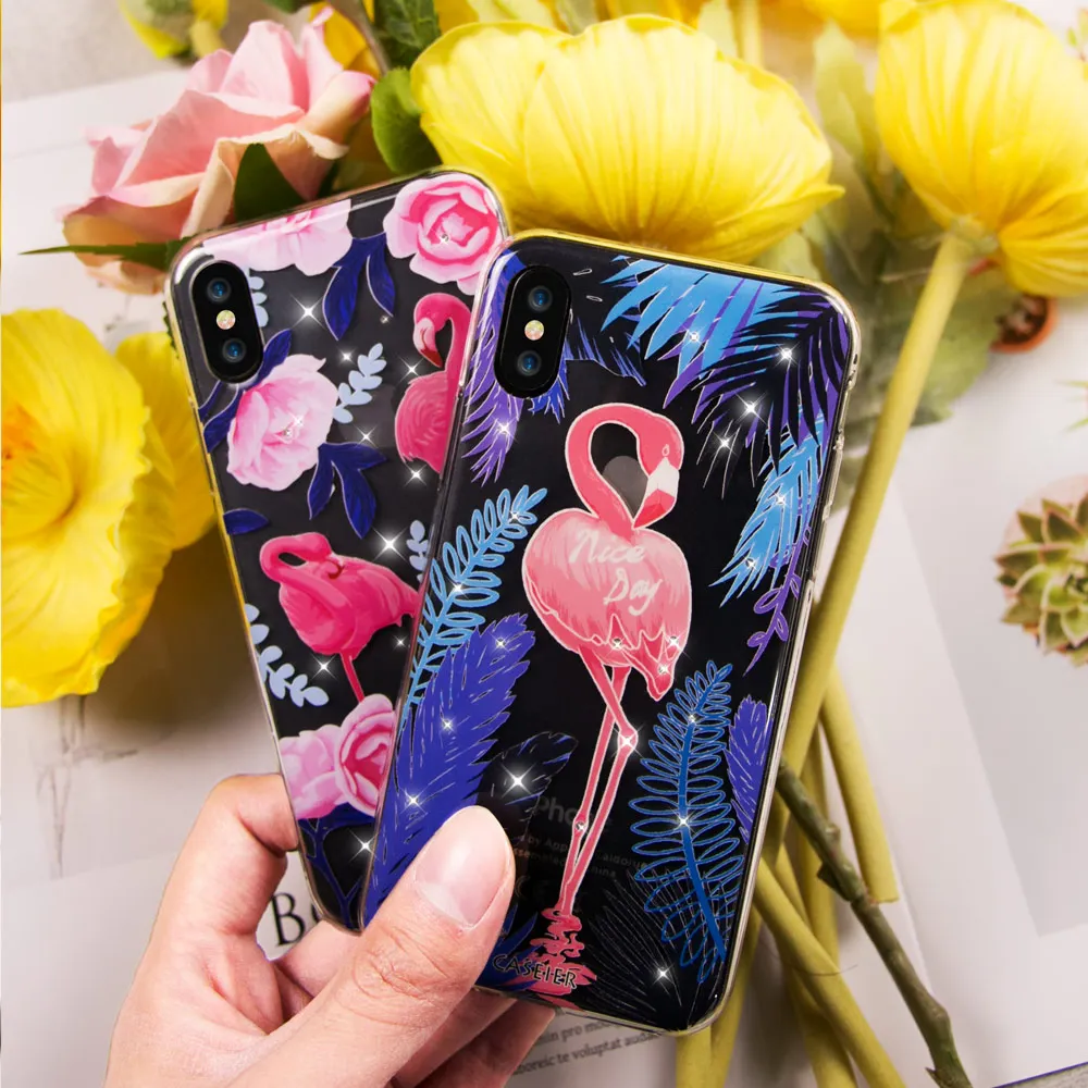 Caseier блестящий чехол для телефона iPhone 7 8 6 6s Plus силиконовый со стразами X 5 5S SE Fundas