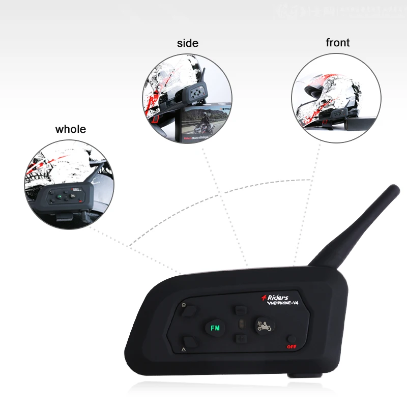 Bluetooth гарнитура V4 для мотоцикла и велосипеда 1200 м|4 riders|bike interphonebluetooth motorcycle |
