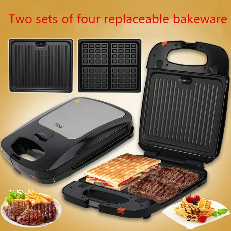 Многофункциональная машина для панни Бутербродница вафельница завтрак барбекю