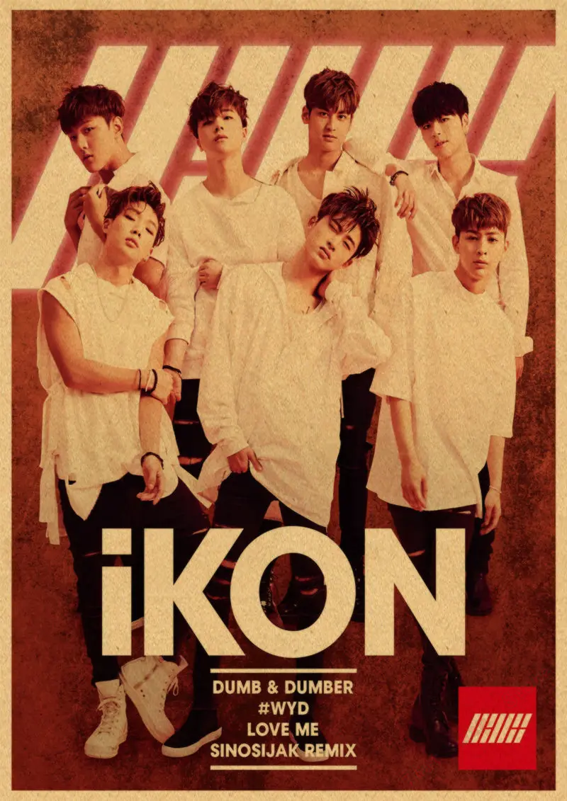 Разные дизайны KPOP IKONIGHT Корейский мужской браслет плакаты из крафт-бумаги постеры