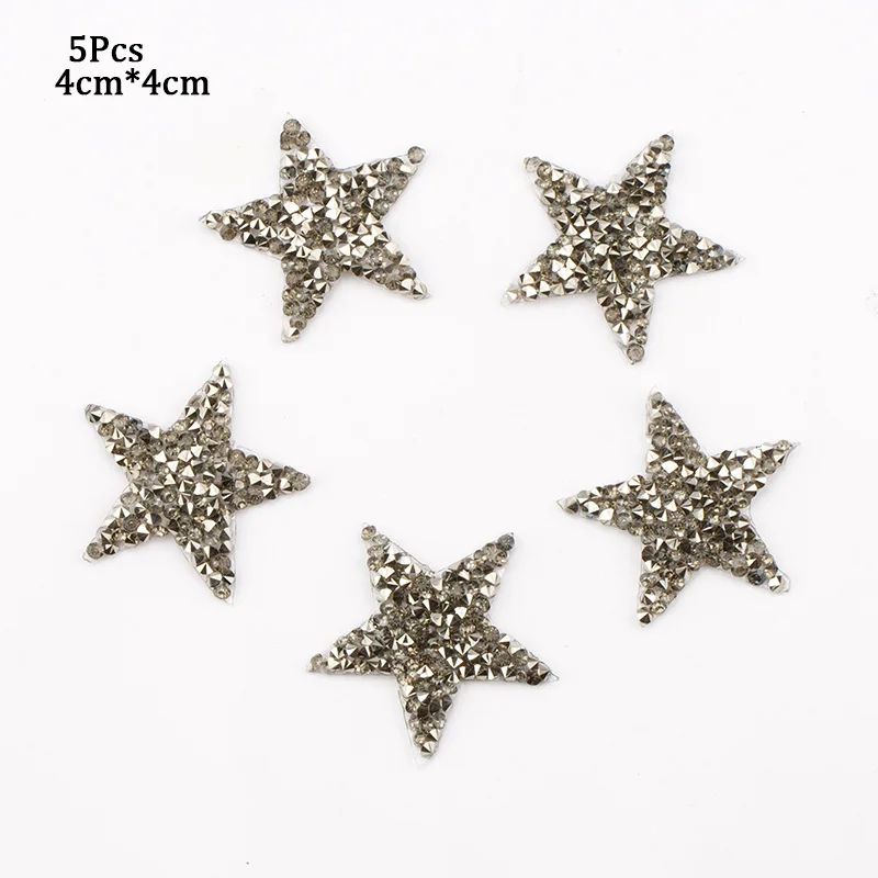 6cm jetHematite 5pcs 4 см 6 см 8 см Звездные патчи горячей фиксации горный хрусталь отделка железа на нашивка аппликации для теплового дизайна обуви, сумки, одежды и т. д. diy - Цвет: 6cm jetHematite 5pcs