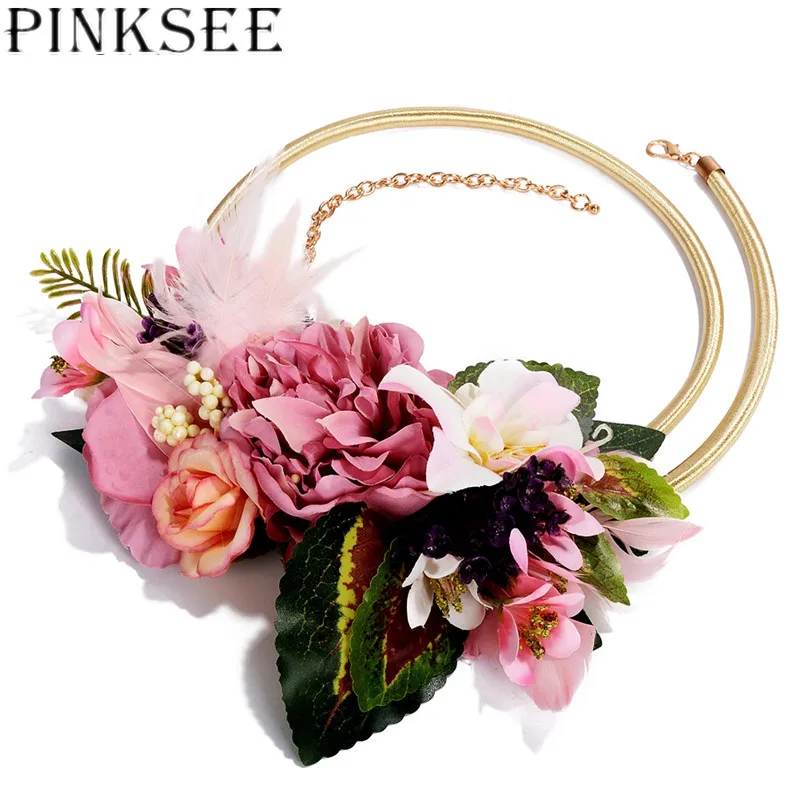 A PINKSEE, большой цветок из ткани, цепочка на талию, Пляжное Платье, украшение, Элегантные украшения для тела, аксессуары для женщин - Окраска металла: A