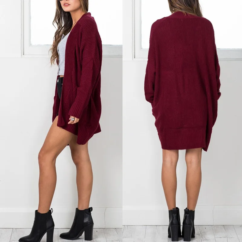 

Spring Autumn Knitted Sweater Long Sleeve Button Casual Cardigan Women Winter Jacket Loose Big Yards Long Coat Outwear 6Q2128