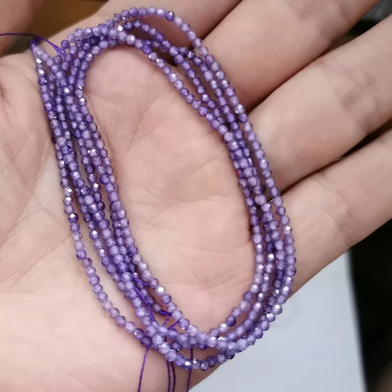 Purple zircon Граненые 2/3/4 мм Натуральный Камень Бисер Розовый кристалл кварца Драгоценный Камень Бисер для изготовления ювелирных изделий бисером браслетов или бус своими руками - Цвет: Purple zircon