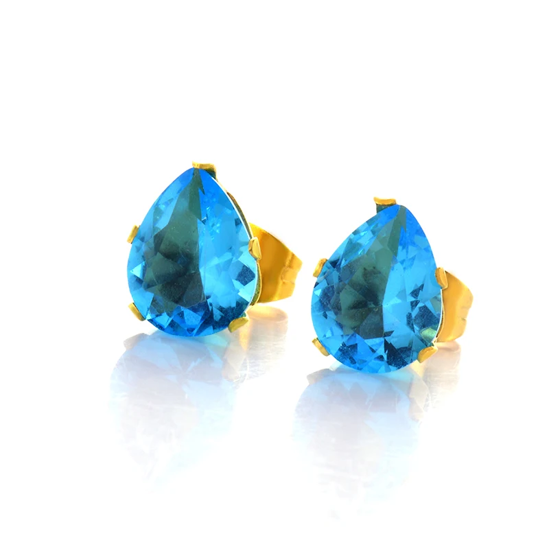 7*9MM Gold Color Stainless Steel Stud Earring Sets For Women 7 Colors Zircon Crystal N20 | Украшения и аксессуары