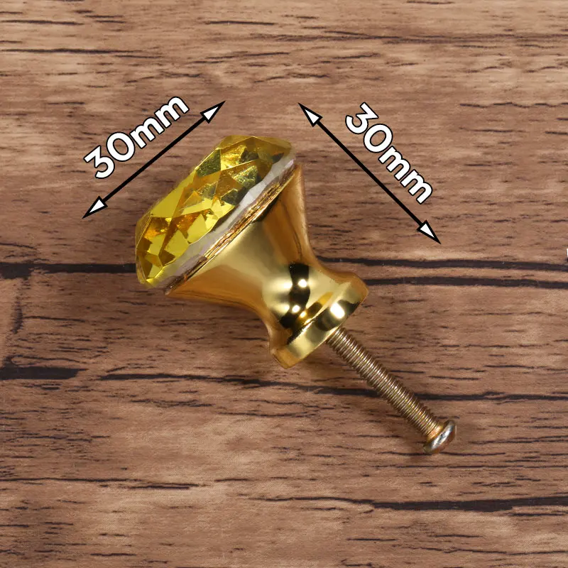 Gold KAK 30 мм Хрустальные Ручки для шкафа и ручки кухонные ручки для ящика алмазные ручки для комода Мебельная ручка фурнитура для шкафа - Цвет: Gold