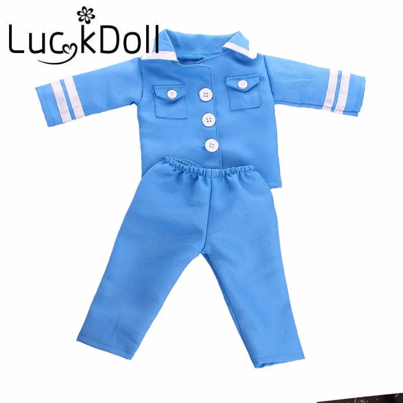Пижама LUCKDOLL с воротником в морском стиле подходит для 18-дюймовых американских
