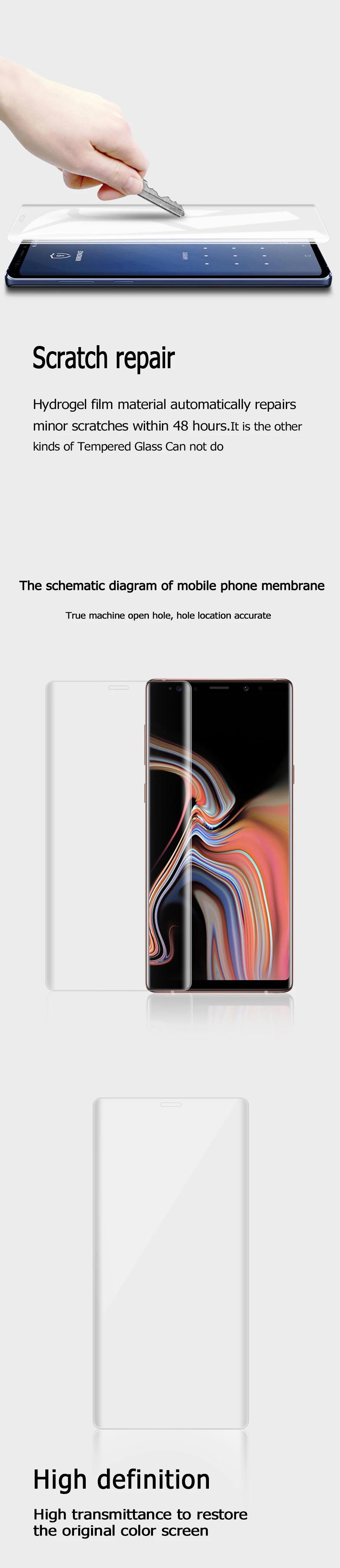 Задняя+ Передняя защитная пленка для экрана samsung S9 Plus S8 мягкая Гидрогелевая невидимая нанопленка для samsung Note9 S10e Plus Note 10 Pro