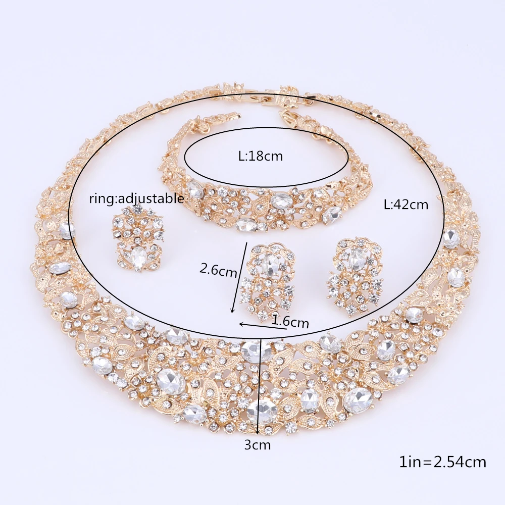 OEOEOS африканские Бусины Ювелирные наборы для женщин Кристалл ожерелье серьги